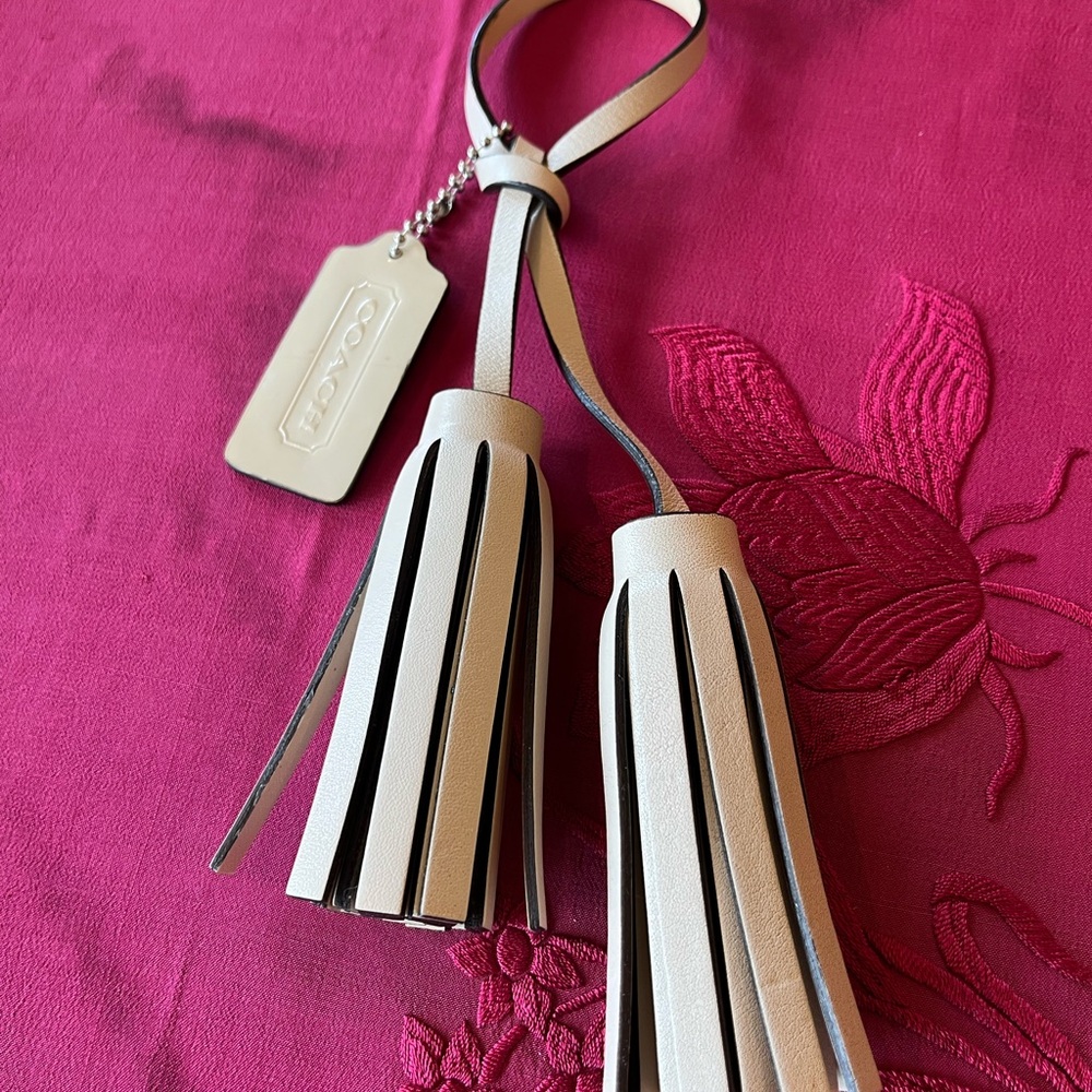 Coach Cream and Black Tassels and Tag - Picture 1 of 4